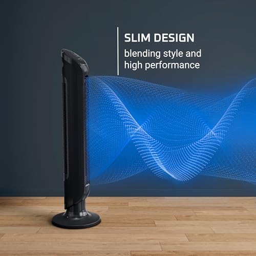 Rowenta, Desk Fan, Turbo Silence Table Fan with Remote, 18 Inches, Ultra Quiet Fan for Bedroom, Oscillating, Portable, 5 Speeds, Black, Indoor, VU2660