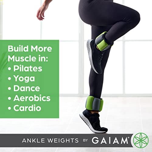 Gaiam Ankle Weights, Wearable Bracelet to Strengthen, Tone & Sculpt, Adjustable Ankle Weights for Women & Men for Yoga, Dance, Pilates, Barre, Cardio