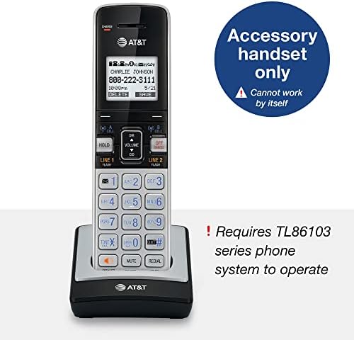 AT&T TL86103 2-Line Corded/Cordless Phone System for Small Business with Answering Machine, Connect-to-Cell Bluetooth, Caller ID, Intercom, Long Range & Expandable to 12 Handsets (Silver/Black)
