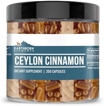Earthborn Elements Ceylon Cinnamon 200 Capsules, Pure & Undiluted, No Additives
