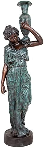 Design Toscano Dione the Divine Greek Water Woman Indoor/Outdoor Garden Statue, Medium, 22 inches tall, Cast Stone Resin, Antique Stone Finish
