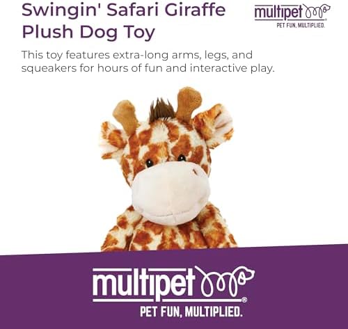 Multipet Swingin' Safari Monkey Dog Plush Toy - Squeaky Dog Toy for All Dogs - Extra Soft Plush Dog Toy - Stuffed Animal Dog Toy for Cuddling & Playing - Cute Dog Pet Toy (27”, Brown, 5 Squeakers)