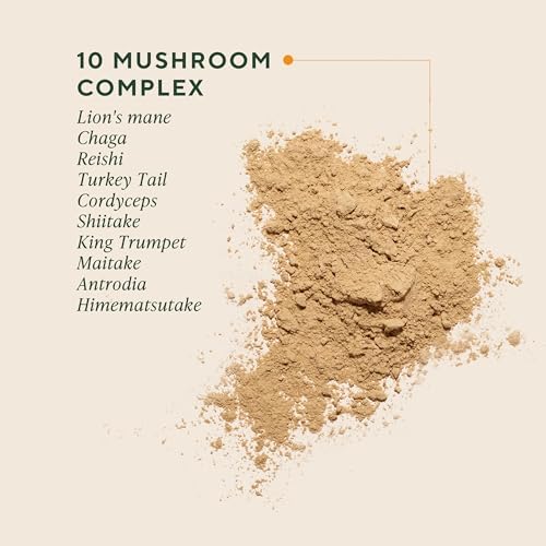 Om Master Blend Mushroom Powder – Organic Mushroom Supplement with 10 Mushrooms and Ashwagandha - Support Immunity, Gut Health & Stress Relief