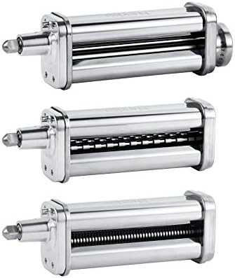 Pasta Maker Attachments Set for all KitchenAid Stand Mixer, including Pasta Sheet Roller, Spaghetti Cutter, Fettuccine Cutter by Nevku