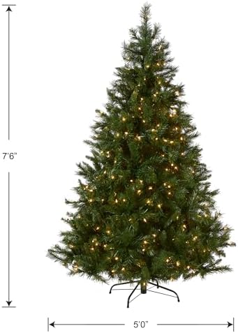 National Tree Company 7.5ft Pre-Lit Winchester Pine Christmas Tree | 500 Clear Lights, 1,198 Tips, Includes Stand, Artificial, Green