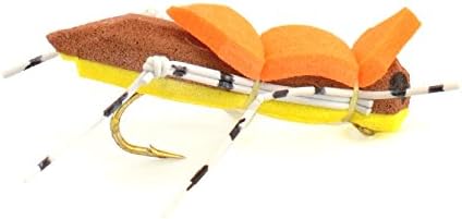 The Fly Fishing Place Grasshopper Trout Fly Fishing Flies Assortment - Foam Body Hoppers - 9 Flies 3 Patterns Hook Size 10 - Trout Fly Collection