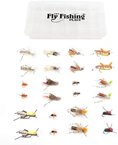 The Fly Fishing Place Trout Fly Assortment - Essential Terrestrials Fly Fishing Flies Collection - Includes Foam Hoppers, Ants, Beetles