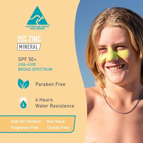 Sun Zapper Zinc Oxide Sunscreen Stick SPF 50+ Light Skin Tone – Mineral Sunscreen for Face and Body, Water Resistant Sunblock for Sensitive Skin,Travel Size 12g (0.42 oz), Australian Made