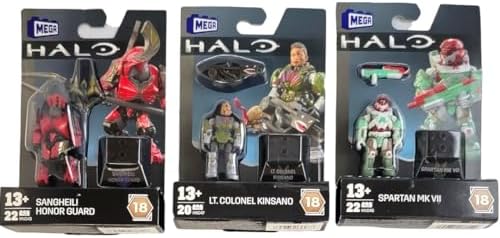 Mega Construx Halo Heroes Series 18 – Complete 5‑Figure Buildable Action Figure Bundle | Sangheili Honor Guard, Atriox