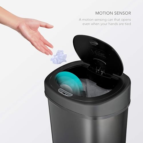 NINESTARS DZT-50-9BK The Original Automatic Motion Sensor Trash Can, 13.2 Gal. / 50 L., Black