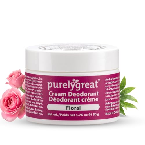 Purelygreat Natural Unscented Cream Deodorant for Women & Men | Aluminum Free Deodorant Women & Men | Vegan & Long Lasting Odor Control | Chemicals, Parabens, BPA & Cruelty Free | 1.76 oz