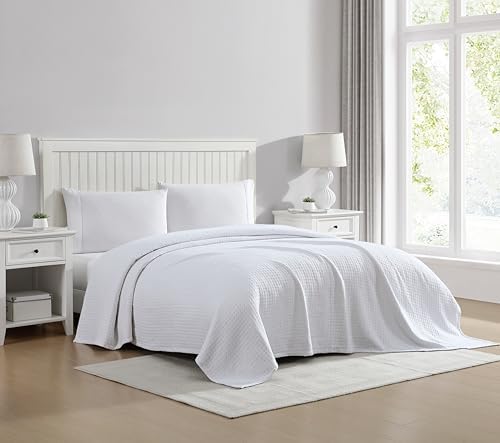 Grand Hotel Lightweight Full/Queen Blanket, 100% Cotton, Pearl Blue | All-natural yarn-dyed mercerized cotton is exceptionally durable, breathable and soft