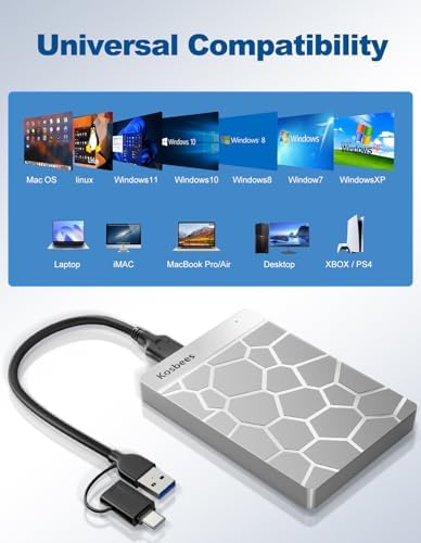 500 GB External Hard Drives, Portable Hard Drive for Windows, Ultra Slim External HDD Store Compatible with PC, MAC, Laptop, PS4, Xbox one, Xbox 360