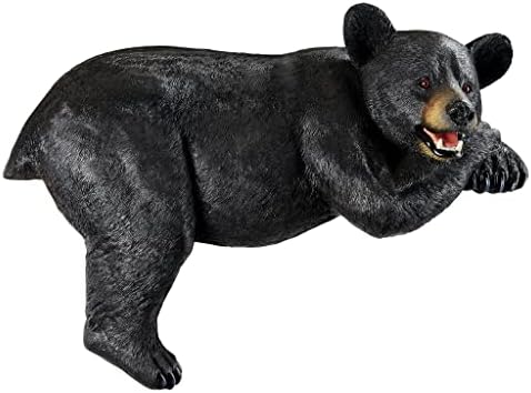 Design Toscano Lemont the Lovable Lounger Climbing Black Bear Roof Mount Outdoor Garden Statue, 34 Inch Long, Cast Stone Resin, Woodland Black Finish