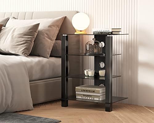 FITUEYES 4-Tier AV Media Cabinet Stand with Multiple Height Options, Black