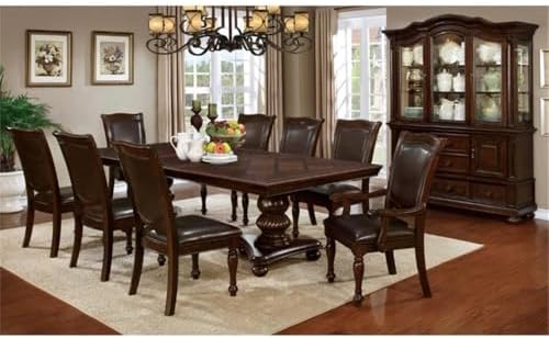 BOWERY HILL 19" Transitional Wood/Faux Leather Side Chair in Cherry (Set of 2)