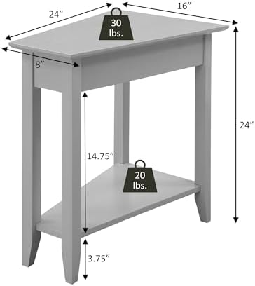 Convenience Concepts American Heritage Wedge End Table 24" - Classic Living Room Table with Storage Shelf, Side Table for Family Room, Bedside Table, Espresso