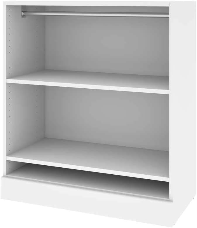 Bestar Versatile Small Closet Organizer, 36-inch White Wardrobe for Bedroom, Mudroom, Entryway, or Kitchen Pantry