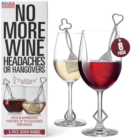 PureWine The Wand Wine Purifier, Removes Histamines & Sulfites - 8 Wands | Wine Wand Filters Before You Drink; Remove Sulfites & Histamines; Helps Wine Allergies & Headaches. Purifies 3 glasses/wand