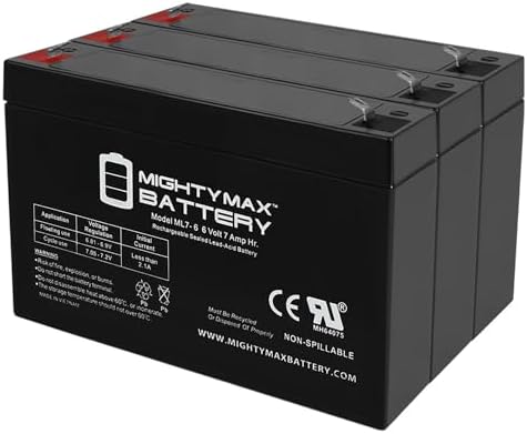 Mighty Max Battery ML7-6 - 6 Volt 7 AH, F1 Terminal, Rechargeable SLA AGM Battery, Mighy Max Product