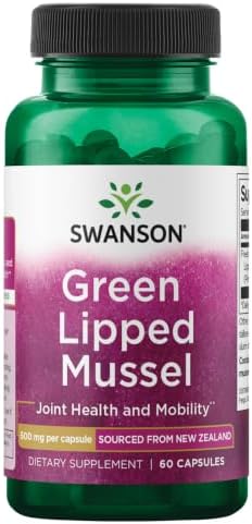 Swanson Green Lipped Mussel (Freeze-Dried) (500mg Each, 60 Capsules) | New Zealand Joint Health and Mobility Supplement, Natural Formula May Support Heart Health and Digestive Function