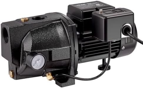 VEVOR 1/2 HP Shallow Well Jet Pump, AC 115/230 Volt, 790 GPH Dual Voltage Cast Iron Well Jet Pump, with 147 ft Max Head Lift, Automatic Pressure Switch, for Garden Irrigation Lawn Sprinkler System