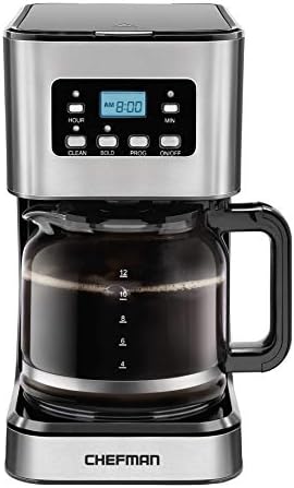 Chefman 12-Cup Programmable Coffee Maker, Electric Brewer, Auto Shut Off, Digital Display w/Auto-Brew Function, Anti-Drip Pot