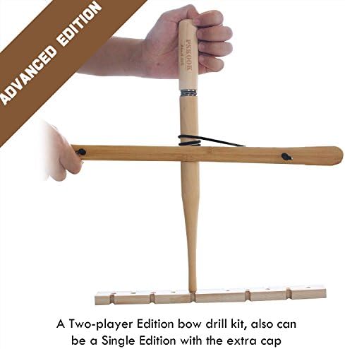 Bow Drill Kit Fire Starter, Primitive Wood, Survival Practice Friction Fire Tool for Scout Outdoor Activity Teaching, Outward Bound Training, Wildness Survival Beginner