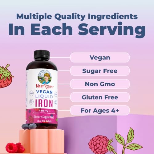 MaryRuth's Liquid Iron Supplement for Women Men & Kids, 15.22 Fl Oz, Vegan