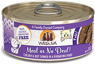 Weruva Wet Cat Food, Meal or No Deal with Chicken and Beef Pate, 5.5oz Can, Pack of 8