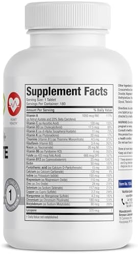 Bronson ONE Daily Mens 50+ Complete Multivitamin Multimineral, 180 Tablets | Once-Daily, Targeted Nutrition For Active Men Over 50, Non-GMO, Gluten-Free, Soy-Free