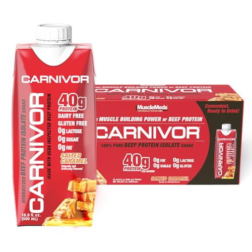 MuscleMeds Carnivor RTD, Ready to Drink Protein, Lactose Free, Sugar Free, 40g Isolate Protein, Muscle Building, Recovery, Chocolate, 16.9 Fl Oz (Pack of 12)