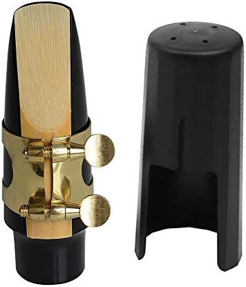 Jiayouy Tenor Sax Saxophone Mouthpiece with One Reed Golden Plated Ligature and Plastic Cap