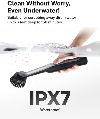 HOTO Wand™ Cordless Spin Scrubber, Electric Grout Brush, 12 Brush Heads | IPX7 Full Body Waterproof Bathroom Scrubber, Cleaning Brush for Grout