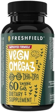 Freshfield Vegan Omega 3, Algae (Algal) Oil, Fish Oil Free Company, Third Party Tested, Carrageenan Free, DHA Supplement w/DPA, Plant Based Omega. Supports Heart, Brain, Joint Health. Lemon Scent