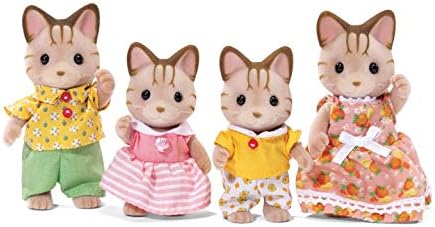 Calico Critters, Sandy Cat Family, Dolls, Dollhouse Figures, Collectible Toys, Premium, 3 inches