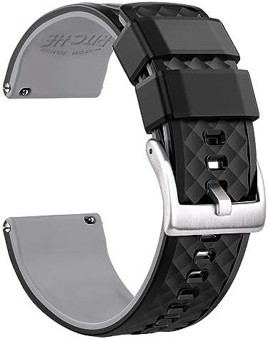 Ritche Christmas Gift Silicone Watch Bands 18mm 20mm 22mm 24mm Quick Release Rubber Watch Bands for Men, White Elephant Gifts