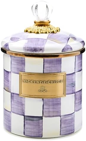 MACKENZIE-CHILDS Enamel Canister, Small, Black-and-White Courtly Check