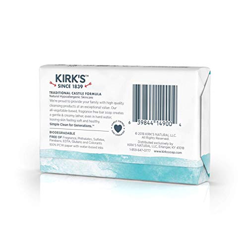 Kirk's Original Coco Castile Soap Fragrance Free 4 oz, Pack 18