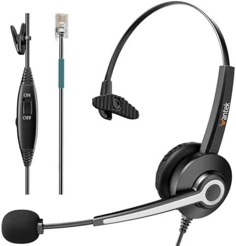 Wantek Corded Telephone Headset Mono w/Noise Canceling Mic for Avaya Aastra Allworx Adtran Alcatel Lucent AltiGen Comdial Digium Gigaset InterTel Mitel Plantronics MiVoice Landline Deskphones(F600S1)