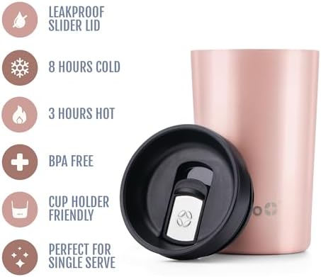 Ello Miri 16oz Insulated Stainless Steel Travel Mug with Slider Lid, Black Marble