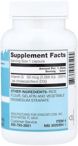 Vitacost Vitamin D3 (as Cholecalciferol) -- 2000 IU - 300 Capsules