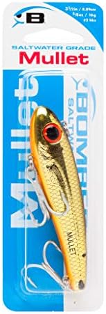 Bomber Lures Mullet Slow-Sinking Twitch / Walking Saltwater Fishing Lure - Excellent for Speckled Trout, Redfish, Stripers and More, 3 1/2 Inch, 5/8 Ounce
