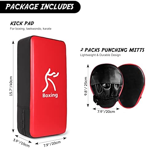 Odoland Punching Mitts Kick Pack Set, Boxing Mitts Focus Pads, Taewondo Kick Pad, Great for Boxing, Kickboxing, Karate, Muay Thai, MMA Training