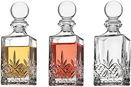 Godinger Mini Whiskey Decanter Barware Set - Dublin Crystal Collection for Liquor Whisky Vodka or Wine - 10oz, set of 3