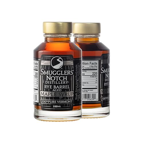 Smugglers’ Notch Maple Works – Bourbon Barrel Aged – 100% Pure Vermont Maple Syrup – Natural Sweetener & Gluten Free – Rich Taste – Waffles and Pancakes, Cocktails, Marinades, 3.38 Fl Oz. (100 mL)