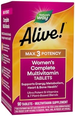 Nature's Way Alive! Max3 Potency Women's Complete Multivitamin, 90 ct | High-Potency Formula with Methylated B12, Folate, CranRx, Spirulina