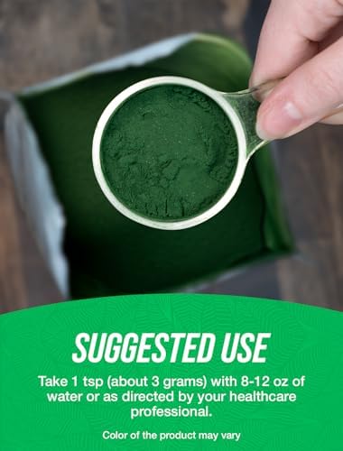 BulkSupplements.com Organic Spirulina Powder - Superfood, Green Spirulina Powder, Herbal Supplement - Vegan-Friendly, 3g per Serving, 500g (1.1 lbs) (Pack of 1)