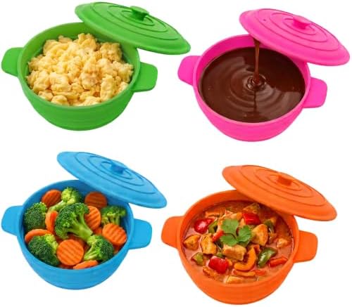 Bakerpan Collapsible Silicone Microwave Vegetable Steamer with Lid - 64 oz Silicone Steamer Pot for Cooking, Steaming & Reheating Food - BPA-Free, Dishwasher Safe