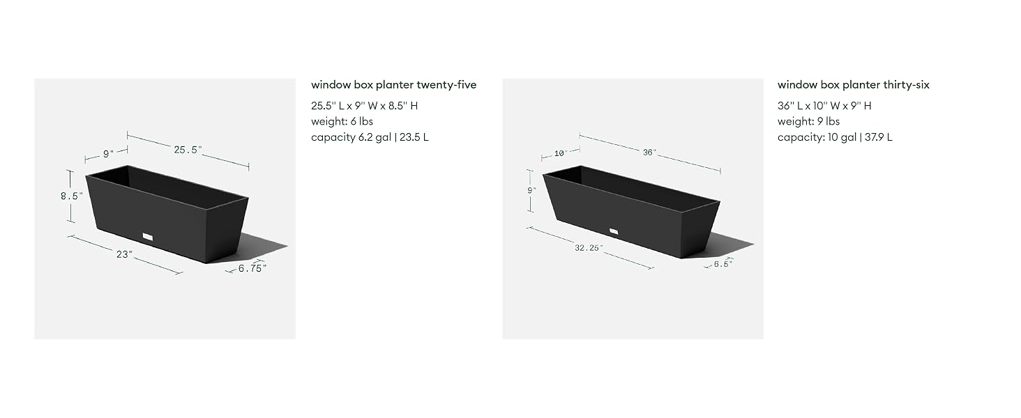 Pure Series Window Box Dimension